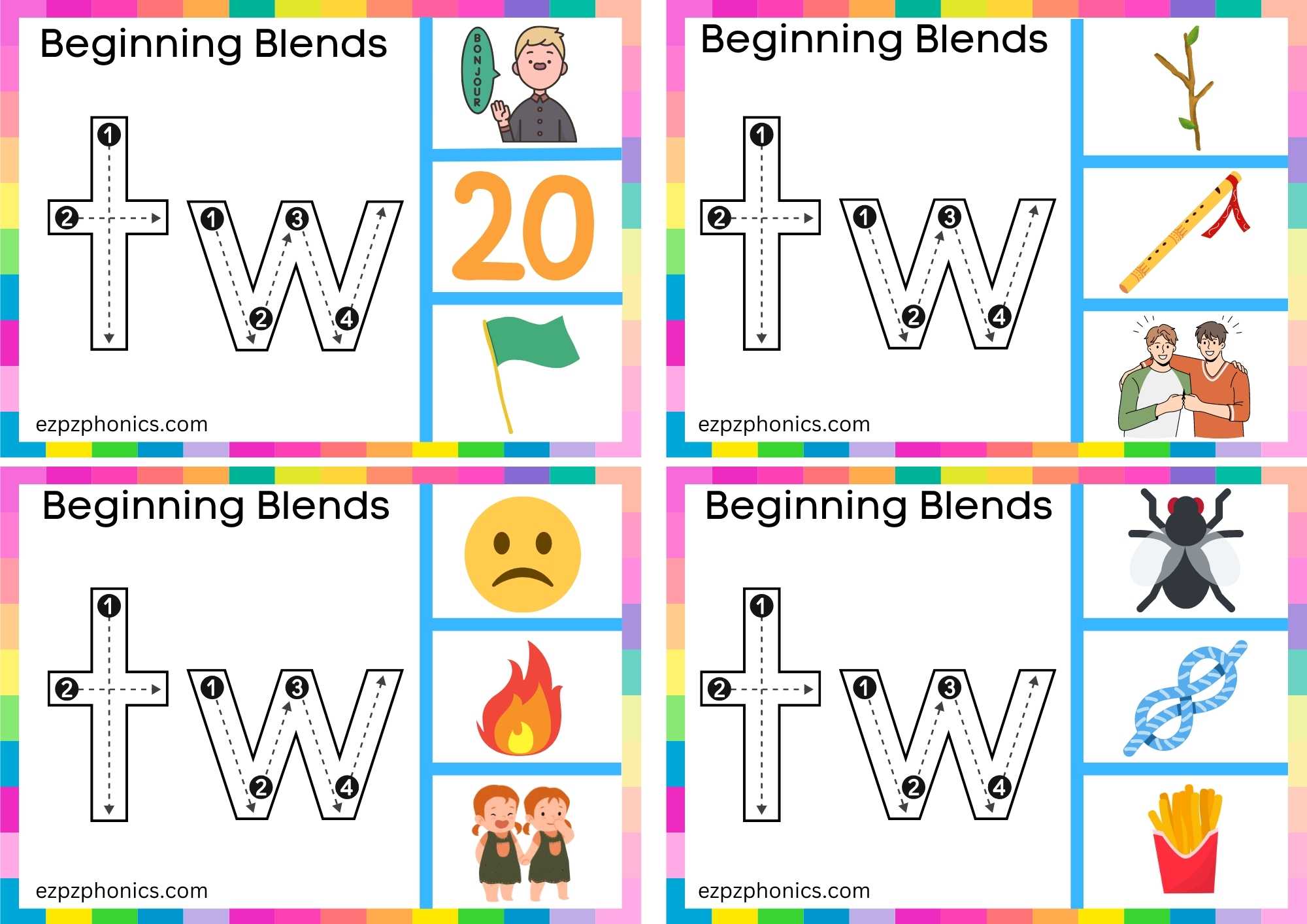 TW Beginning Blends Clip Cards Trace The Letters And Clip The Correct Image Set 1